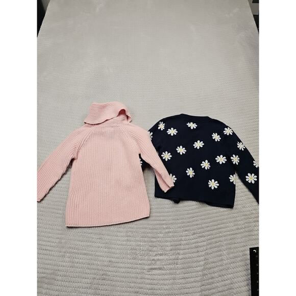 Old Navy Sweater Girls 4T Flower Print Cardigan Pink Cowl Neck - Picture 8 of 9